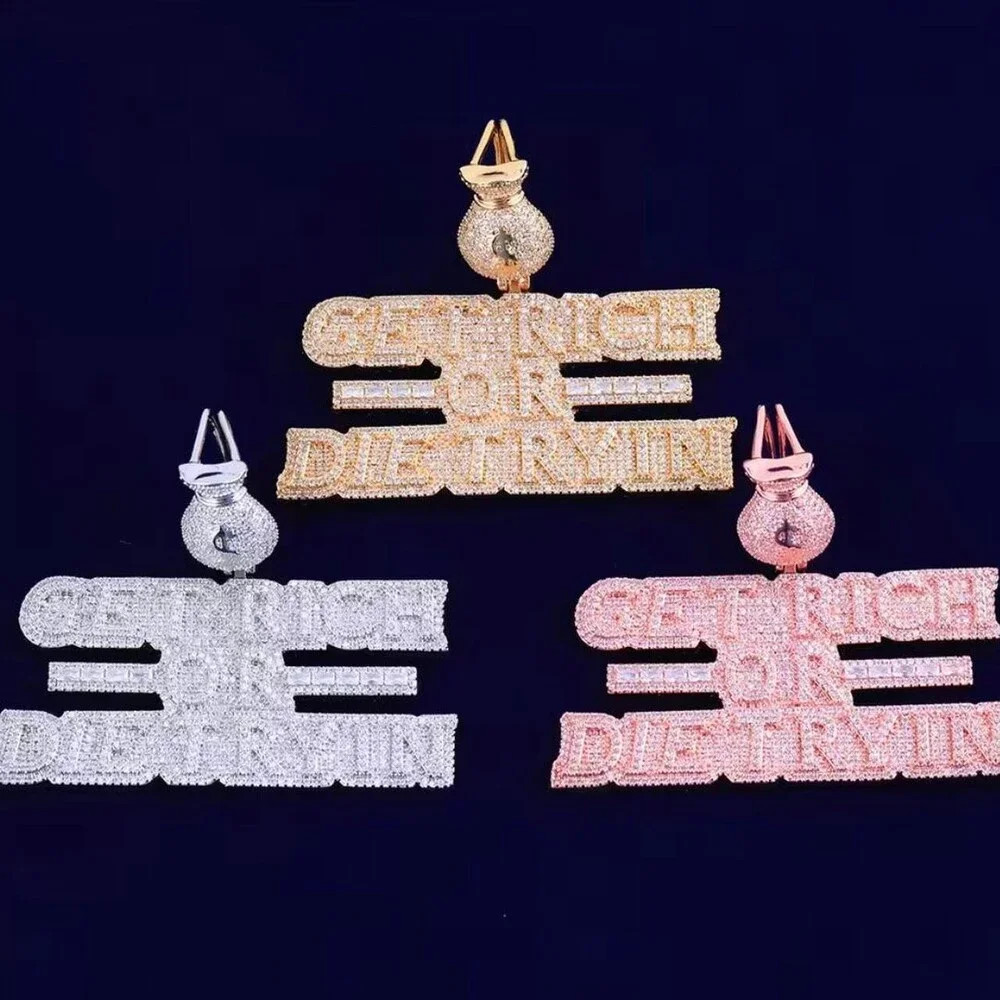 Get Rich or die trying silver Pendant With 24 Inch Rope chain